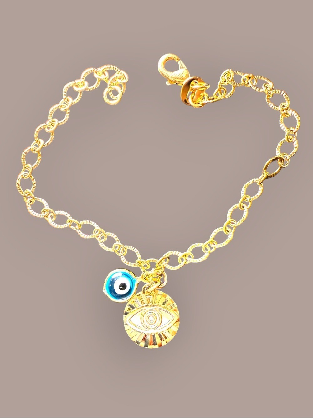 18k Gold Filled Evil Eye Charm Anklet Bracelet 19cm